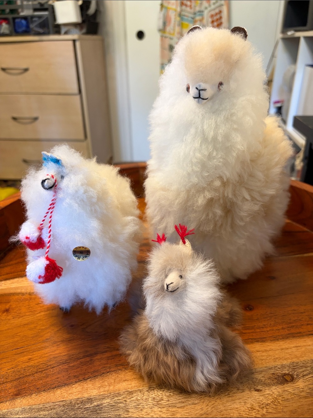 Alpaca Plush Toy - White & Cream Faux Fur Small Pets Decor